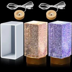 Honoson 3피스 라이트 레진 실리콘 몰드 세트 1개와 DIY 테이블 캔들 데스크탑 램프 장식용 USB 전원 나무