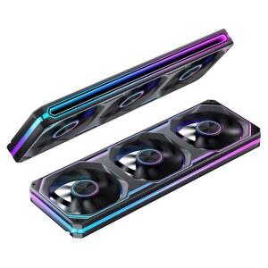 JONSBO XA-360B PC 케이스 팬, 무소음 팬 싱글 듀얼 3핀 두께, 유닛 올인원, 프레임 전환, 28MM ARGB, 효과, 블랙 2400RPM, 컴퓨터 3x120mm 대로 라이트 원하는 ARGB