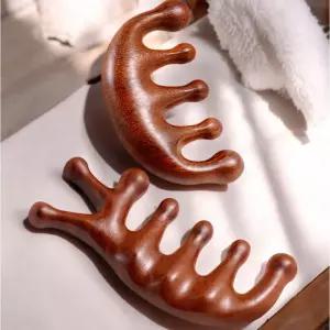 나무공방 박달나무 두피 지압 괄사 마사지기 얼굴 전신 경락
