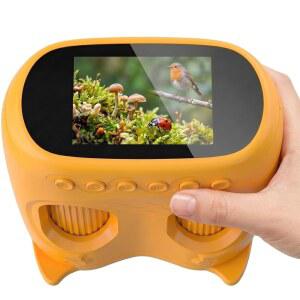 OAEBLLE 2-IN-1 현미경 및 망원경 용 휴대용 디지털 1000배 2.0인치 화면 8개의 LED 야외용 포켓 10배 1080P 카메라 STEM 장난감 선물 4-12세 남아용 노란색