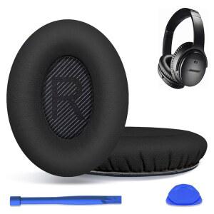 보스 콰이어트컴포트 35 (QC35) 및 II (QC35 II) 헤드폰 QC25 /15 /2 /AE2 /사운드 링크 /트루 이어컵 커버 수리 부품 (블랙 & 블랙)