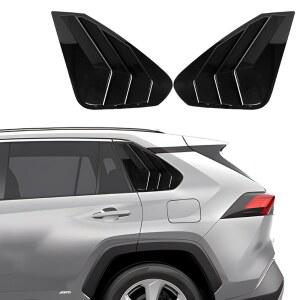 RAV4를 위한 XYHGM 2019 2020 2021 2022 2023 외부 액세서리 스포티 카 리어 사이드 윈도우 루버 에어 벤트 스쿱 쉐이드 커버 트림 블라인드 2PCS(밝은 피치 블랙)