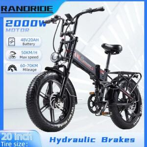 접이식 전기 자전거 YX20 2000W 전동 48V20AH 배터리 성인용 20인치 다기능 산악 오프로드