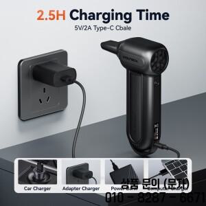 WOLFBOX DF100(MF100 BLACK) 휴대용 팬 블로워 강력한 무선 에어 더스터 속도 조절 가능 자동차/PC/가정/야