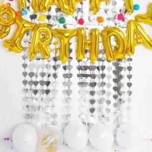 하트 실버 은박 수술 커튼 골드 생일 가랜드 파티장식 생일파티용품