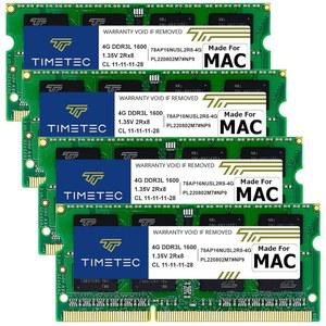 타임텍 16GB 키트(4X4GB) 애플호환 DDR3L 1600MHZ PC3L12800 CL11 FOR IMAC(2011년 중반 2012년 말 2013년 2014년 레티나 5K 2015년 5K) SODIMM 메모리 모듈 MAC RAM 업그레이드 지원