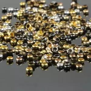 500 개/가방 구리 골드 실버 볼 프 엔드 비즈 직경 1.5/2/3/4mm 스페이서 DIY 쥬얼리 제작 용품