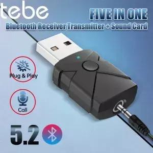 Tebe USB Bluetooth 5.2 오디오 어댑터 무선 수신기 송신기 사운드 카드 TV 차량용 스피커 PC 3.5mm Aux