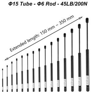 차량용 선정리 1PC 200N 45LB 150 350mm 범용 자동차 스프링 나일론 엔드 피팅 리프트 지원 트렁크 테일 게이트 스트럿 교체