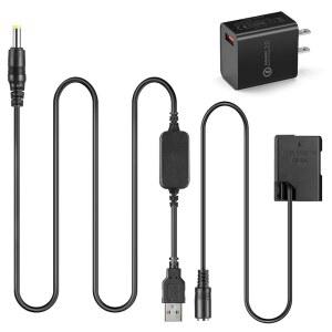 RAEISUSP EP5A USB 케이블 + QC3.0 어댑터 EN-EL14 더미 배터리 - NIKON P7800 P7100 D5600 D5200 D3100 D3300