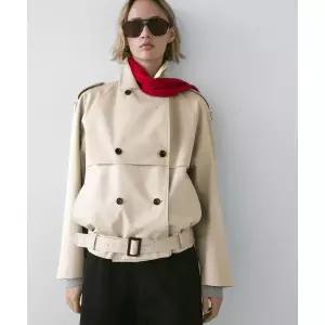 MASSIMO DUTTI 쇼트 트렌치코트 벨트 디테일 463838