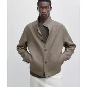 MASSIMO DUTTI 린넨 블렌드 칼라 디테일 봄버 463887