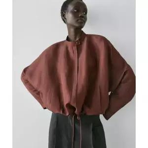 MASSIMO DUTTI 린넨 블렌드 봄버 재킷 463889