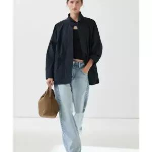 MASSIMO DUTTI 버튼 스트랩 케이프 재킷 463907