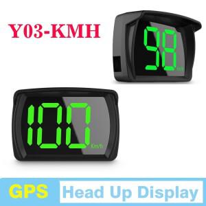 Y03 디지털 GPS 속도계 공용 헤드업 디스플레이 HUD 대형 글꼴 KMH 알림 미터 자동차 전자 플러그 앤