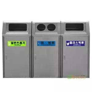 [에이치플러스몰]스텐사각휴지통(E형3칸식) 내통 마대걸이형 WL-2288 분리수거함