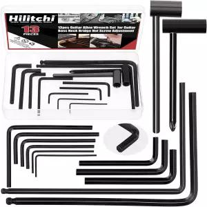 Hilitchi 13Pcs 기타 앨런 렌치 세트 4mm 볼 엔드 트러스 로드 육각 박스 넥 브리지 나사 조절을 위한