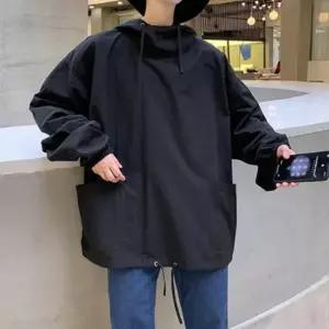 검정색 남성 가을 후드 긴팔 포켓 이 주머 나시티