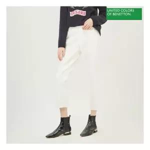 베네통베네통 턴업 가죽 배색 데님 팬츠 BADP56261_WH 513673