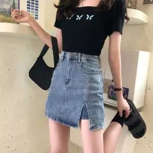 여자 미니스커트 아무 스판 옆트임 속바지 밴딩 치마