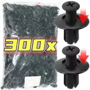 300/50pcs 8mm 플라스틱 패스너 나사 범용 자동차 범퍼 블랙 리벳 푸시 핀 클립 액세서리