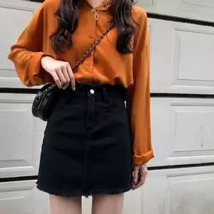 여자 데일리 위아 기본 A라인 데님 스커트 미니 여름