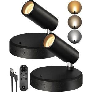 이지발로 리모컨이 있는 실내 조명 5500MAH 충전식 영상 타이머 및 디밍 가능한 무선 업라이트 3-CCTV 식물 미술 회화 갤러리 벽 장식(2팩 블랙)으로 스포트라이트 제공