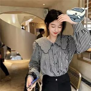 루즈핏 체크 블라우스 빅카라 스타일리시 체크블라우스룩 체크셔츠 체크남방