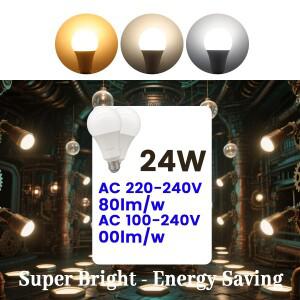 1-10 개/몫 24W 슈퍼 밝은 LED 전구 램프 AC 220V A80 따뜻한 차가운 일광 조명 3000K