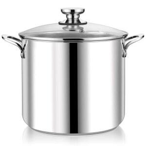 P&P CHEF 12쿼트 스테인리스 스틸 냄비 뚜껑 파스타 수프 요리용 대형 냄비 인덕션 가스 전기 스토브용 조리기구 눈에 보이는 뚜껑 및 계량 표시 식기세척기 안전