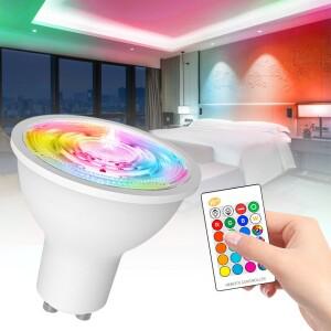 LED 전구 GU10 8W 스포트라이트 디밍이 가능 RGB 램프 16 색 홈 인테리어 AC 85-265V IR 원격 제어