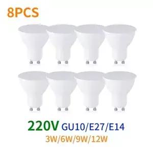 8PCS GU10 E27 E14 Lampada LED 전구 220V Bombillas 램프 스포트라이트 3W 6W 9W 12W 2835 SMD 실내 조명