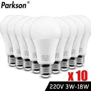 10pcs LED 전구 램프 E27 AC220V 240V 실제 전원 18W 15W 12W 9W 6W 3W Lampada 스포트라이트 테이블 조명
