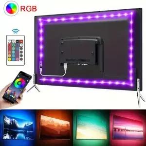 블루투스 제어 RGB LED 스트립 조명 TV용 USB 5V 테이프 백라이트 룸 파티 장식