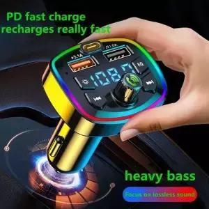 차량용 충전기 FM 송신기 블루투스 5.0 핸즈프리 트루 3.1A 듀얼 USB 포트 PD 고속 충전 MP3 음악 TF 카드