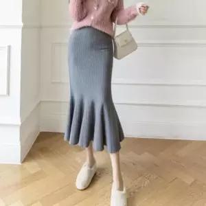 여성스커트 인어 메메이드 롱스커트 니트스커트 F006576_(4컬러)