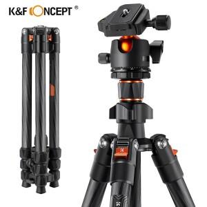 K & F Concept 63.78 인치 탄소 섬유 카메라 삼각대 DSLR 휴대용 여행용 삼각대 360 도 파노라마 볼 헤드
