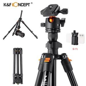 K & F Concept 62.99 인치 DSLR 휴대용 카메라 삼각대 여행용 알루미늄 삼각대 360 도 파노라마 볼 헤드 퀵