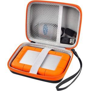 LaCie R ed Mini 1TB / 2TB / 4TB / 5TB 외장 하드 드라이브 휴대용 HDD와 호환되는 케이스, 맥 및 PC 컴퓨터 및 USB 3.0 2.0 케이블 SD 카드용 하드 드라이브용 보관 홀더(오렌지)