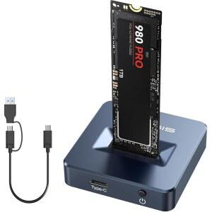 ACASIS NVME SSD 리더 어댑터, 알루미늄 도킹 하우징 TO 스테이션, 방출, M.2 10GBPS, 열 빠른 키) 어댑터 USB 지원 (M SATA 기반 합금 및 (B+M