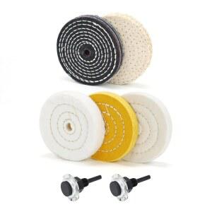스코첸 4인치 버핑 연마 휠 소프트(30PLY) / 파인(50PLY) 미디엄(38PLY) 거친 1/2인치 두께 두께 드릴용 1/4인치 섕크 2세트 포함 - 5팩