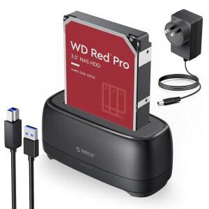 ORICO 외장 하드 드라이브 도킹 스테이션 12V 어댑터 SATA SSD USB 지원 전원 도크 최대 22TB /3.5인치 HDD 2.5 공급 TO UASP 장치-DD18 3.0