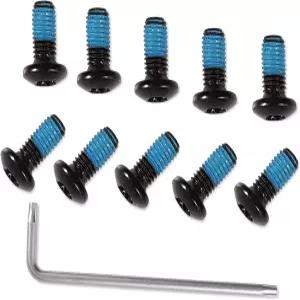 12개 자전거 브레이크 볼트 M5x10mm MTB 로터 검은색 나사 로드 바이크 산악 T25 토크 렌치 L 1개 포함