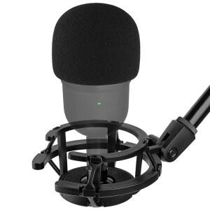 Silence Razer 미니 쇼크 마운트, 폼 윈드스크린 커버, 진동 방지 서스펜션 쇼크 마운트 마이크 홀더 클립 팝 필터, Seiren USB 스트리밍 마이크 아바타용 파열음 차단