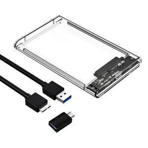 GARRULAX 외장 하드 드라이브 인클로저, SATA 2.5인치 클리어 3.0 (투명) SSD TO 케이스 9.5MM 7MM USB UASP 지원 HDD