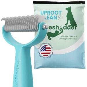 Uproot Clean 강아지용 언더코트 갈퀴 - 개, 고양이 및 토끼를 위한 다용도 디매팅 빗 - 양면 9 및 17 블레이드 강아지 디셰딩 브러시 - 모든 털 유형을 위한 부드럽고 효과적인 그루밍 도구
