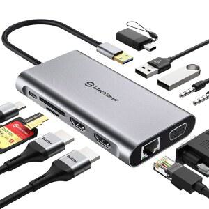 UTECHSMART USB 도킹 스테이션, 11 IN 3.0, 트리플 이더넷, SD 마이크 레노버와 HDMI, 호환 디스플레이, 도크 PD, 노트북 3.0 맥북 /TF, 델 듀얼 /오디오, VGA, C 1 M1