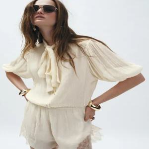 ZARA ZW 컬렉션 레이스 숏 점프수트 - 크림 / 베이지 5107/095/075 284752
