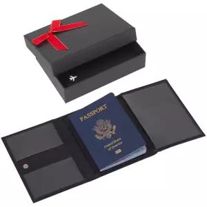 Pilot 여행용 여권 홀더 - RFID 차단 자연유래 가죽 여행 문서 홀더, 선물 상자 포함, 조종사 남성 및 여성