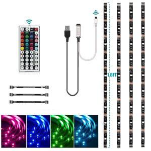 후후이 USB LED 스트립 조명 키트 프리컷 1.64피트 / 6.56피트 RGB 4개 리모컨이 있는 컬러 변경 TV 백라이트 TV PC 모니터 홈 시어터 DIY 장식용 5050 바이어스
